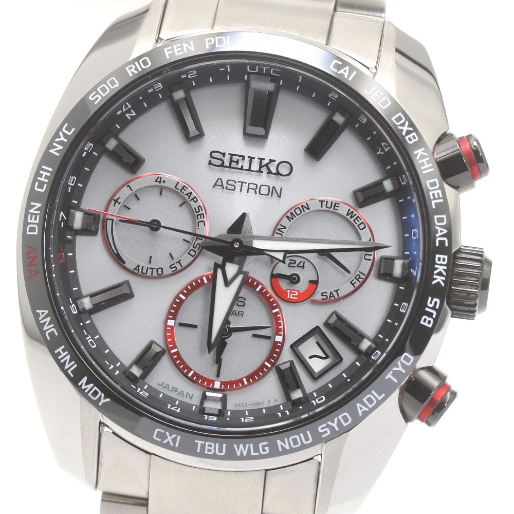 SEIKO Astron SBXC081 5X53-0BE0 Shohei Ohtani Limited Edition Watch: SEIKO Astron SBXC081 5X53-0BE0 Shohei Ohtani Limited Edition Watch Pre-owned SEIKO men's wristwatch from the Astron Shohei Ohtani Limited Edition series. It features a silver dial, solar-powered radio
