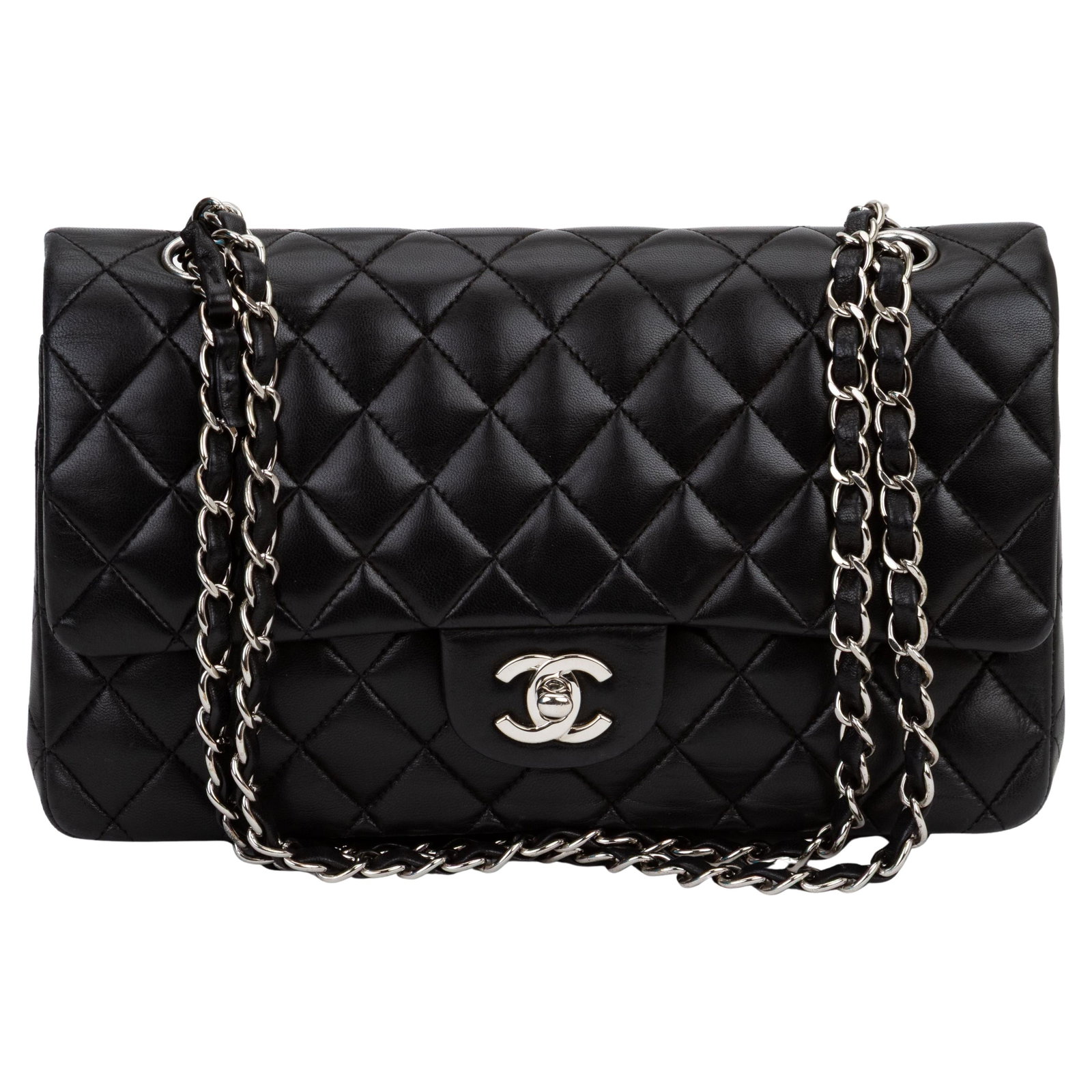Chanel Quilted Jumbo Double Flap Bag in Lambskin Leather: Chanel Quilted Jumbo Double Flap Bag in Lambskin Leather The Chanel Quilted Jumbo Double Flap Bag is a luxurious accessory crafted from buttery soft lambskin leather, showcasing an elegant quilted des