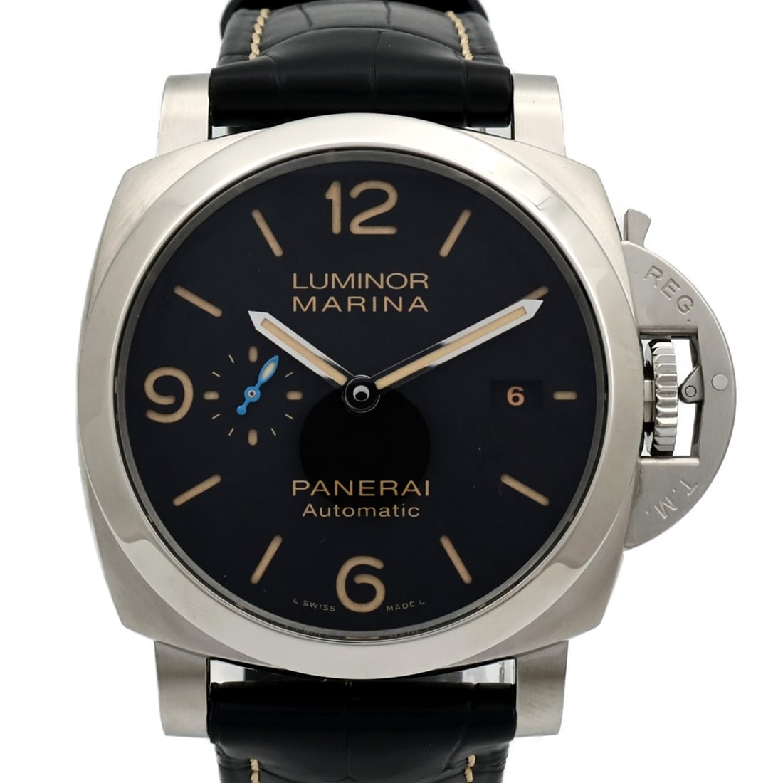 PANERAI PAM01312 Luminor Marina 1950 mens automatic wristwatch black steel: PANERAI PAM01312 Luminor Marina 1950 mens automatic wristwatch black steel PANERAI Luminor Marina 1950 Automatic Watch PAM01312 in stainless steel with a black dial and black frame color. This men's w