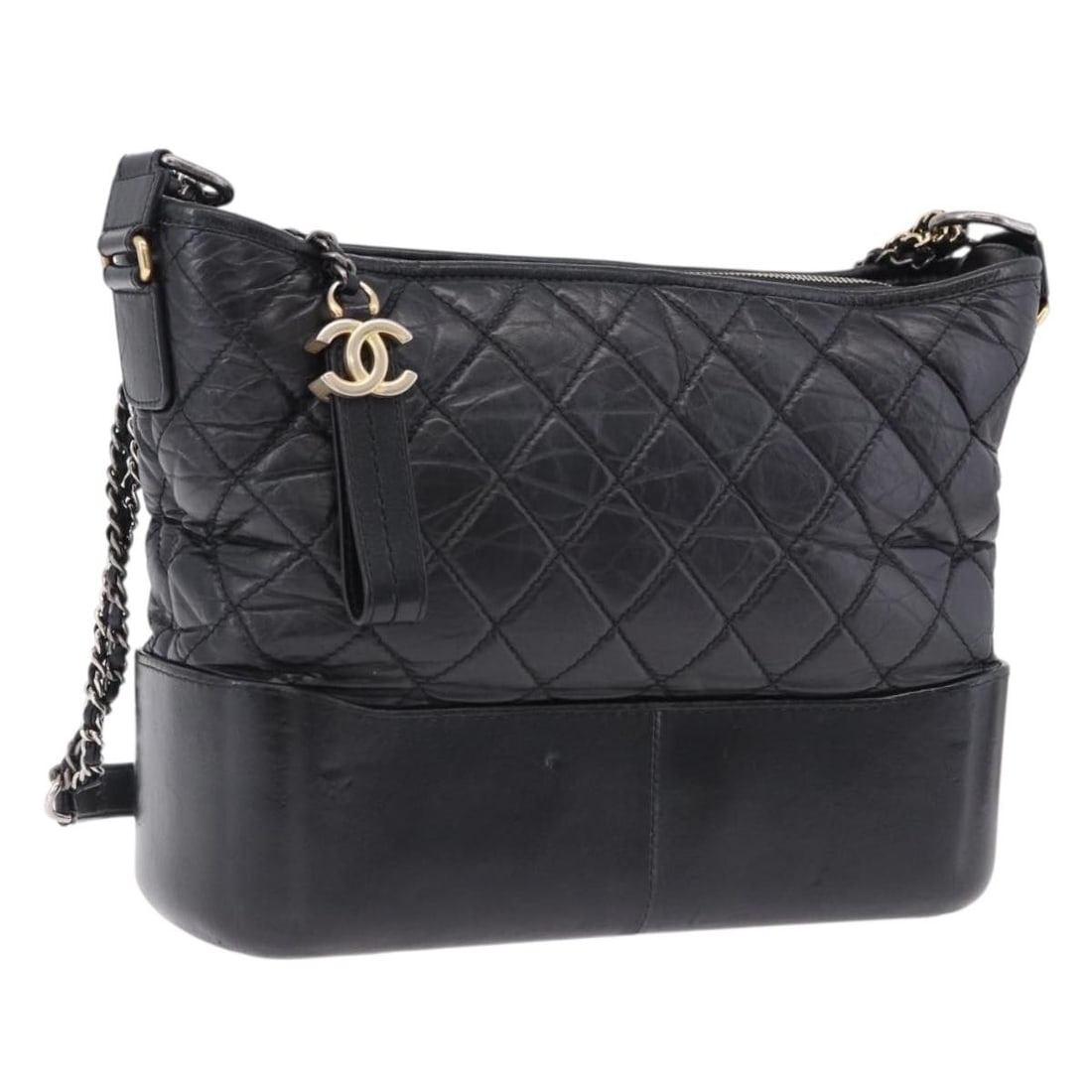 CHANEL Gabrielle Deux Matelasse Shoulder Bag Lamb Skin Black Gold (1 of 18)