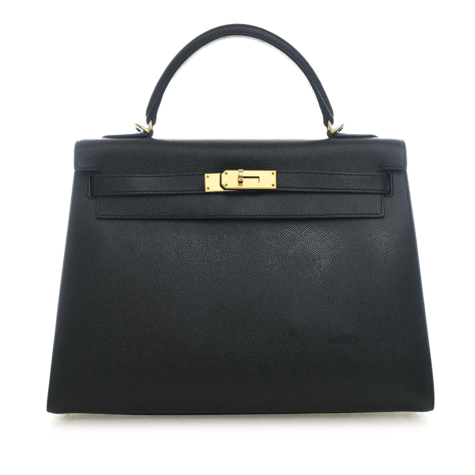 Hermes Kelly II Sellier 32 Epsom Leather Handbag Black: Hermes Kelly II Sellier 32 Epsom Leather Handbag Black Hermes Kelly II Sellier 32 bag in Epsom leather, made in France. It features a Noir/black leather body, rolled leather top handle, detachable fla
