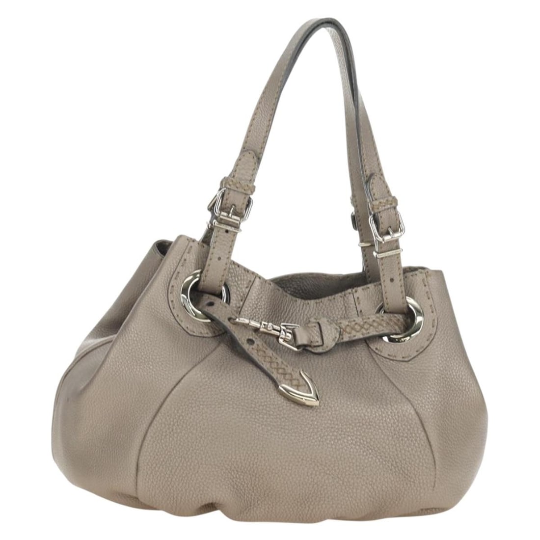 Fendi Celeria Gray Leather Tote Bag with Dust Bag: Fendi Celeria Gray Leather Tote Bag with Dust Bag Fendi Celeria tote bag in gray and gold leather, made in Italy. It comes with a dust bag and is described as being in very good condition with rank AB