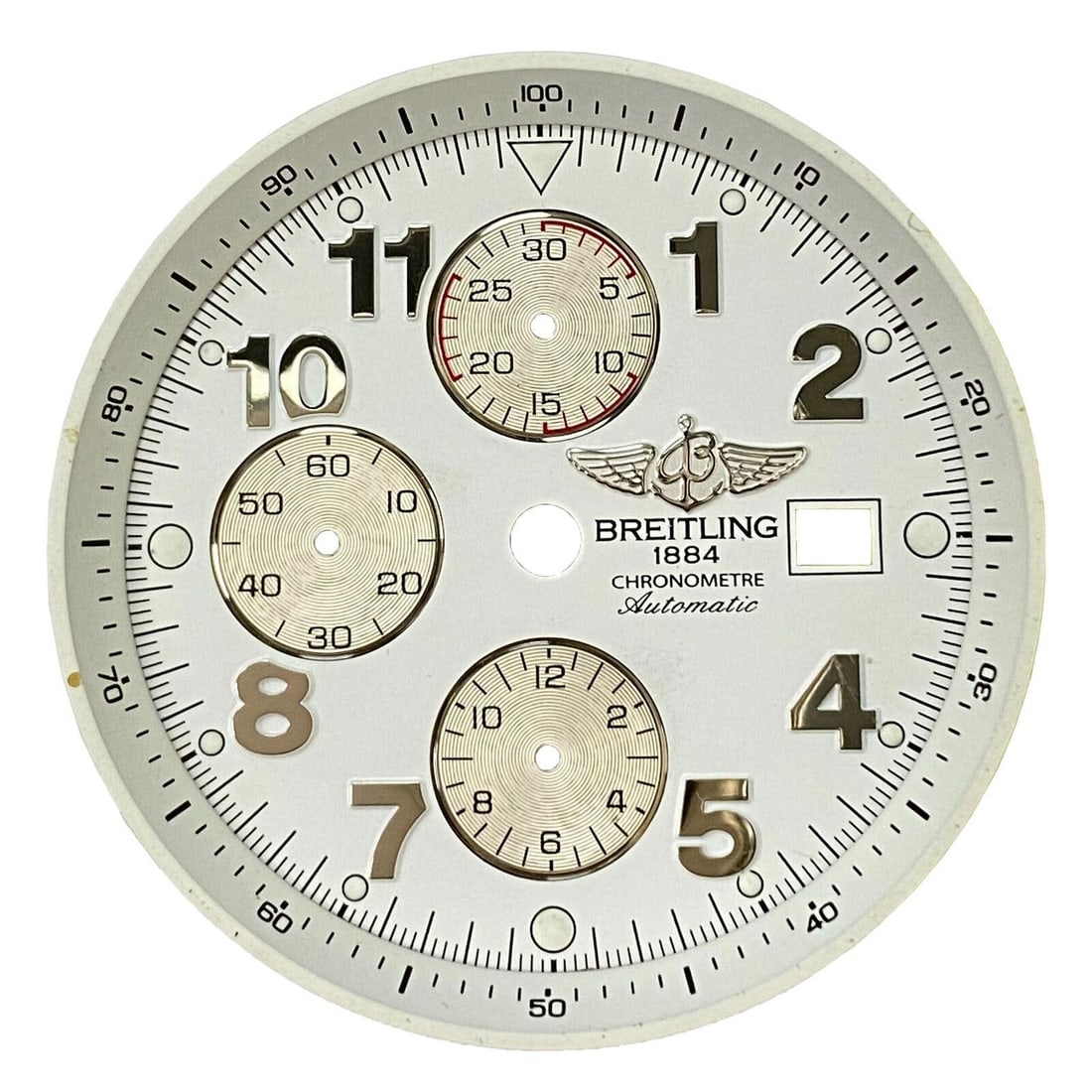Breitling Super Avenger White Dial 36 mm for 48 mm Men's Watch: Breitling Super Avenger White Dial 36 mm for 48 mm Men's Watch This is a pre-owned Breitling 36 mm white dial designed for the 48 mm Super Avenger men's watch. It is a genuine replacement part, compat