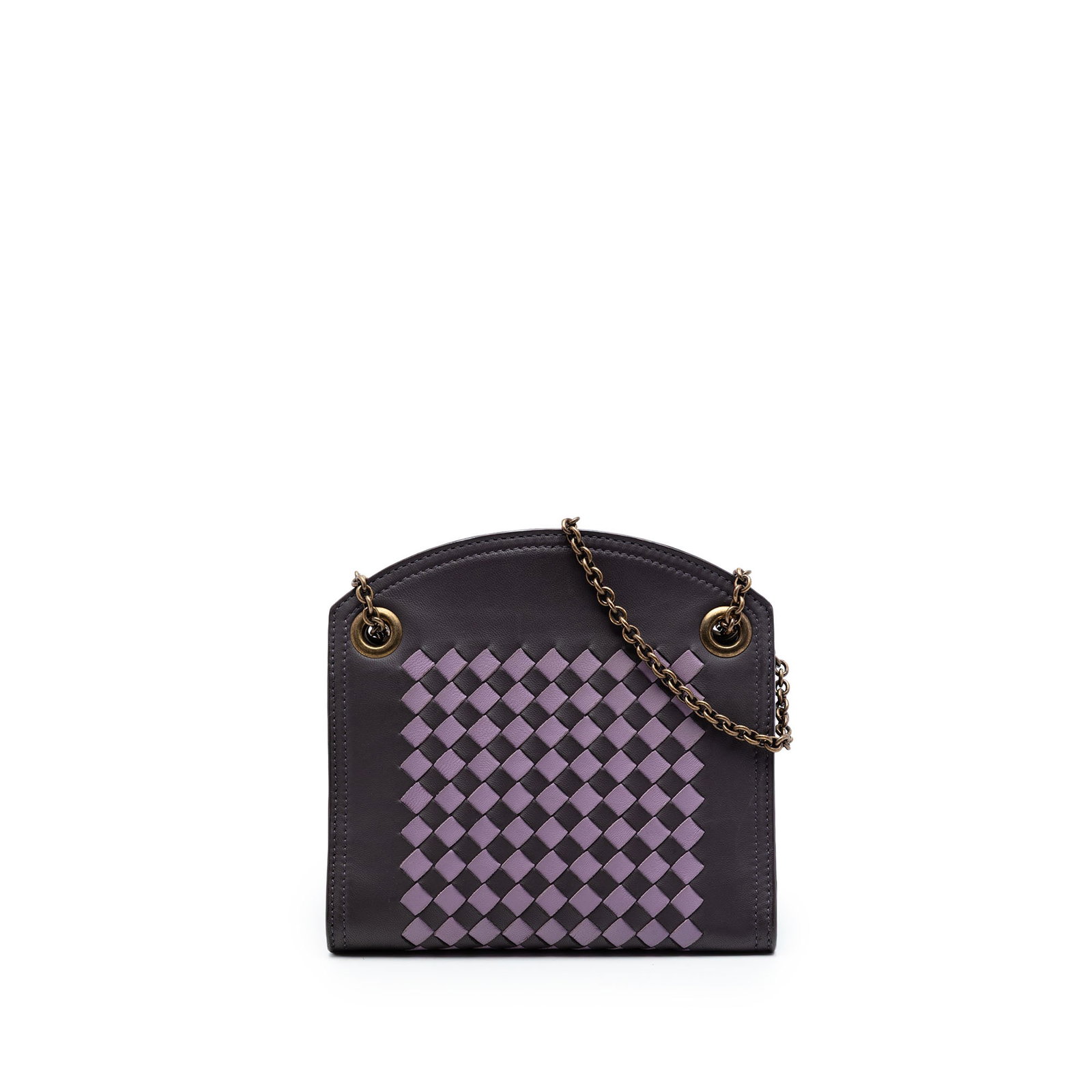 Gray Leather Chain Wallet Bottega Veneta Nappa Intrecciato: Gray Leather Chain Wallet Bottega Veneta Nappa Intrecciato Bottega Veneta Nappa Intrecciato Chain Wallet in gray leather, featuring a woven nappa leather body, chain link straps with a leather