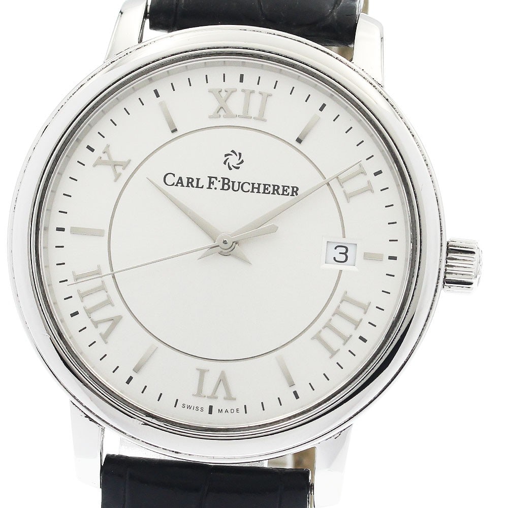 Carl F Bucherer Adamavi Date Automatic Stainless Steel Men's Watch 39mm: Carl F Bucherer Adamavi Date Automatic Stainless Steel Men's Watch 39mm This Carl F. Bucherer Adamavi Date Automatic men's wristwatch features a stainless steel case and a silver dial, complemented by