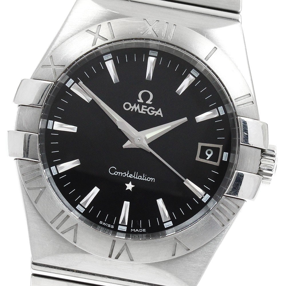 OMEGA Constellation Quartz Date Mens Wristwatch Ref 123.10.35.60.01.001: OMEGA Constellation Quartz Date Mens Wristwatch Ref 123.10.35.60.01.001 OMEGA Constellation Date men's wristwatch, reference 123.10.35.60.01.001, with a black dial, stainless steel case and stainless 