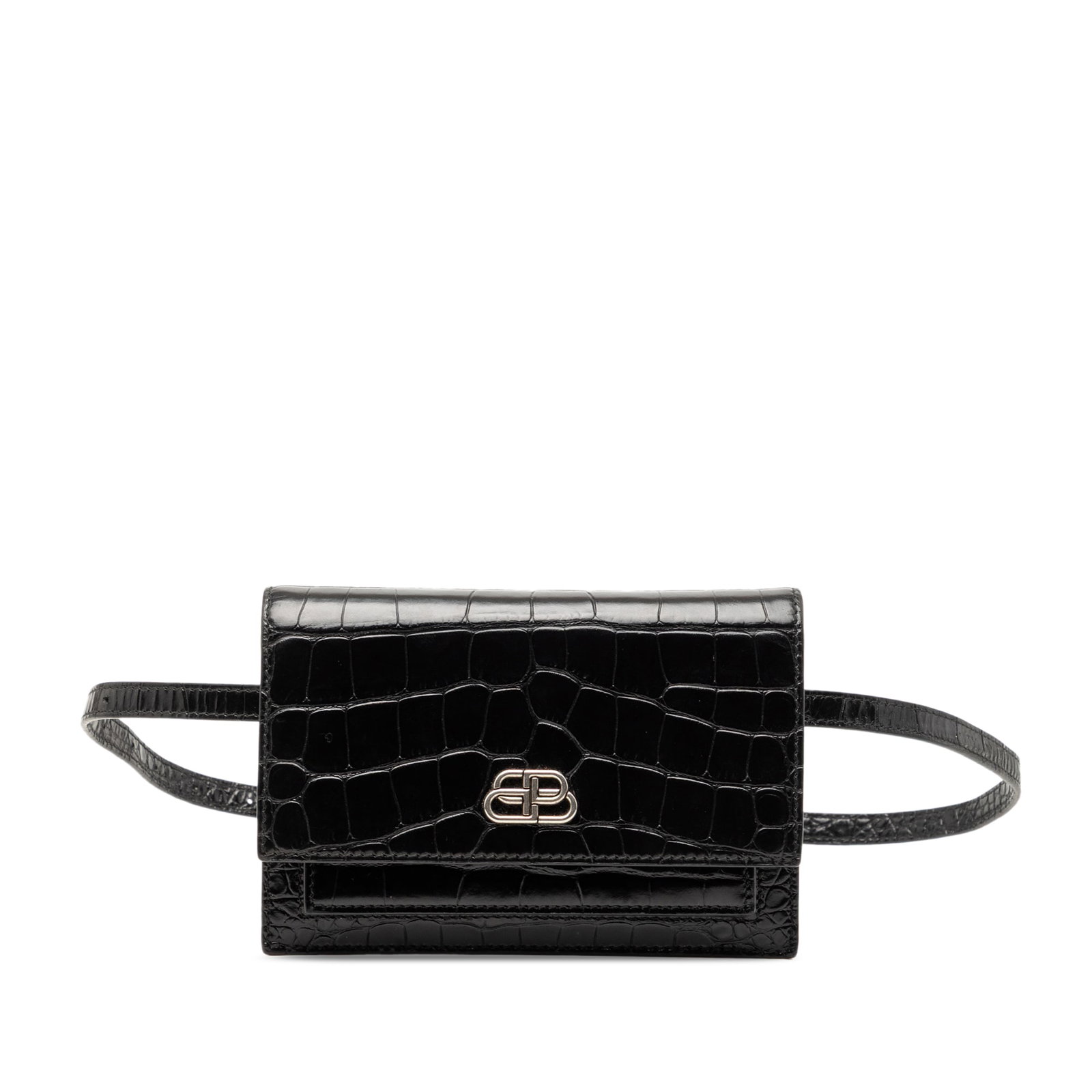 Balenciaga Sharp XS Black Croc Embossed Leather Waist Belt Bag (1 of 7)