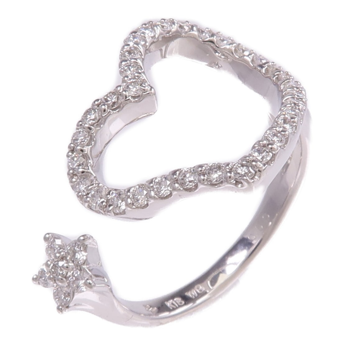 Ponte Vecchio Heart Star Diamond Ring in 18K White Gold Size 7.25 (1 of 8)