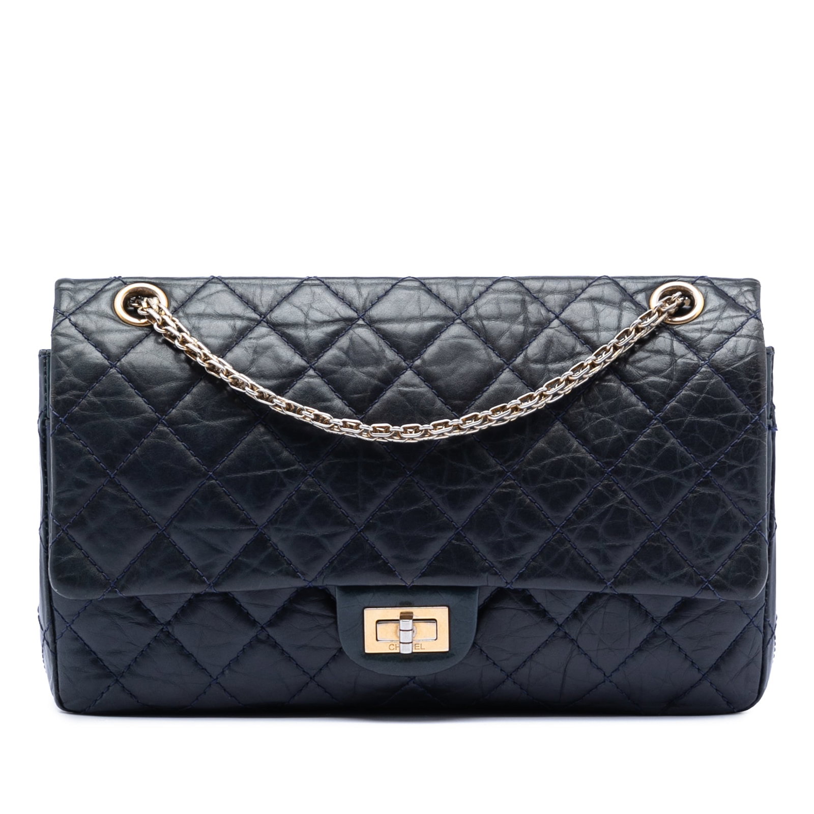 Chanel Reissue 2.55 226 Blue Quilted Aged Calfskin Double Flap Shoulder Bag (1 of 7)
