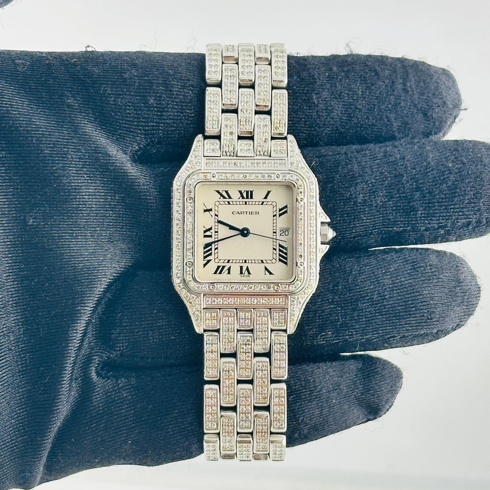 Cartier Panthere Jumbo Ladies Watch Ref 1300 White Dial Diamond Bracelet (1 of 7)