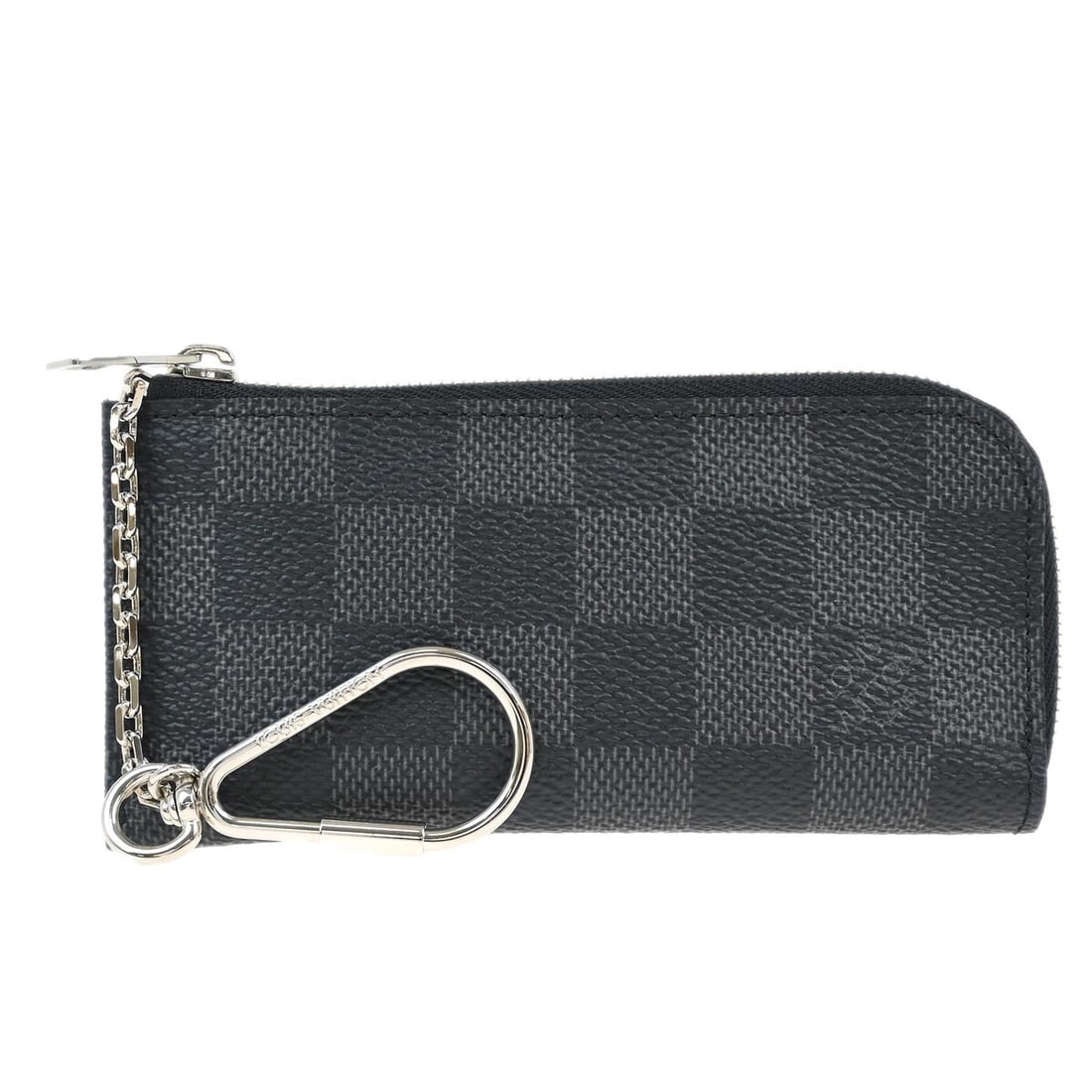 Louis Vuitton Pochette Cles Damier Graphite coin wallet N61235: Louis Vuitton Pochette Cles Damier Graphite coin wallet N61235 Vintage Louis Vuitton Pochette Cles coin wallet in Damier Graphite canvas with leather trim. This unisex piece features a black and gray 