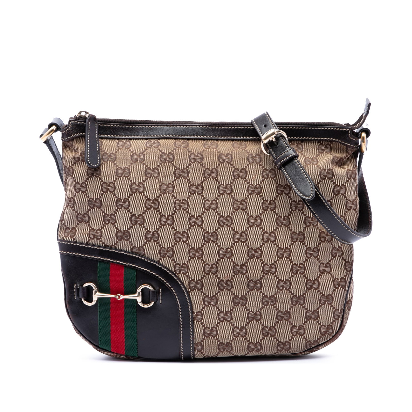 Gucci Horsebit Web GG Canvas Crossbody Bag Beige: Gucci Horsebit Web GG Canvas Crossbody Bag Beige Gucci GG Canvas Horsebit Web Crossbody bag in beige, made in Italy. It features a canvas body with leather trim, a flat leather strap, a top zip closur