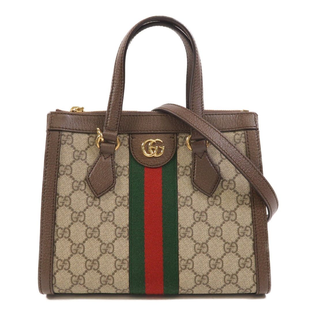 Gucci Ophidia 547551 small 2-way tote shoulder bag brown coated canvas: Gucci Ophidia 547551 small 2-way tote shoulder bag brown coated canvas GUCCI Ophidia Small Tote 2 Way Shoulder Bag in brown PVC coated canvas. This women's bag features a 2-way style with a handle and