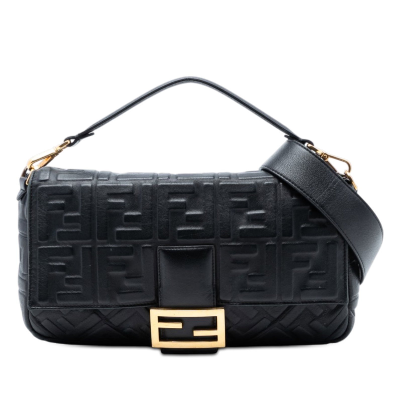 Fendi Zucca Embossed Leather Baguette Satchel Large (1 of 7)