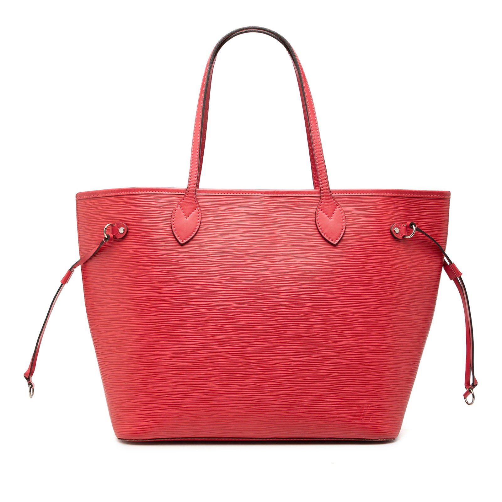 Louis Vuitton Neverfull MM Epi Leather Tote Bag Red: Louis Vuitton Neverfull MM Epi Leather Tote Bag Red Louis Vuitton Epi Neverfull MM tote bag in red leather with flat leather straps, an open top with lobster clasp closure, and side drawstrings. Made 
