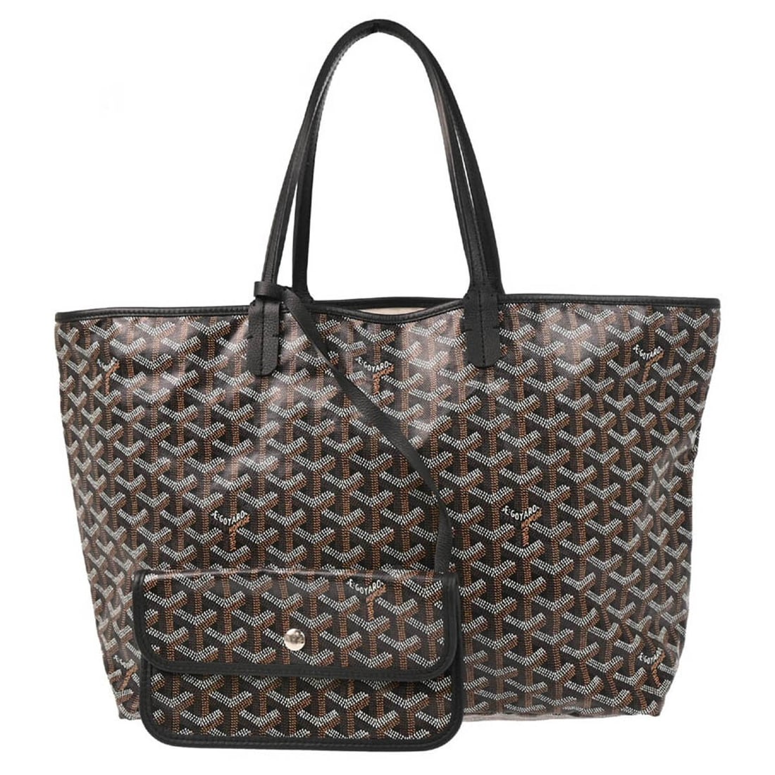 Goyard Saint Louis PM black coated canvas leather tote with pouch (1 of 8)