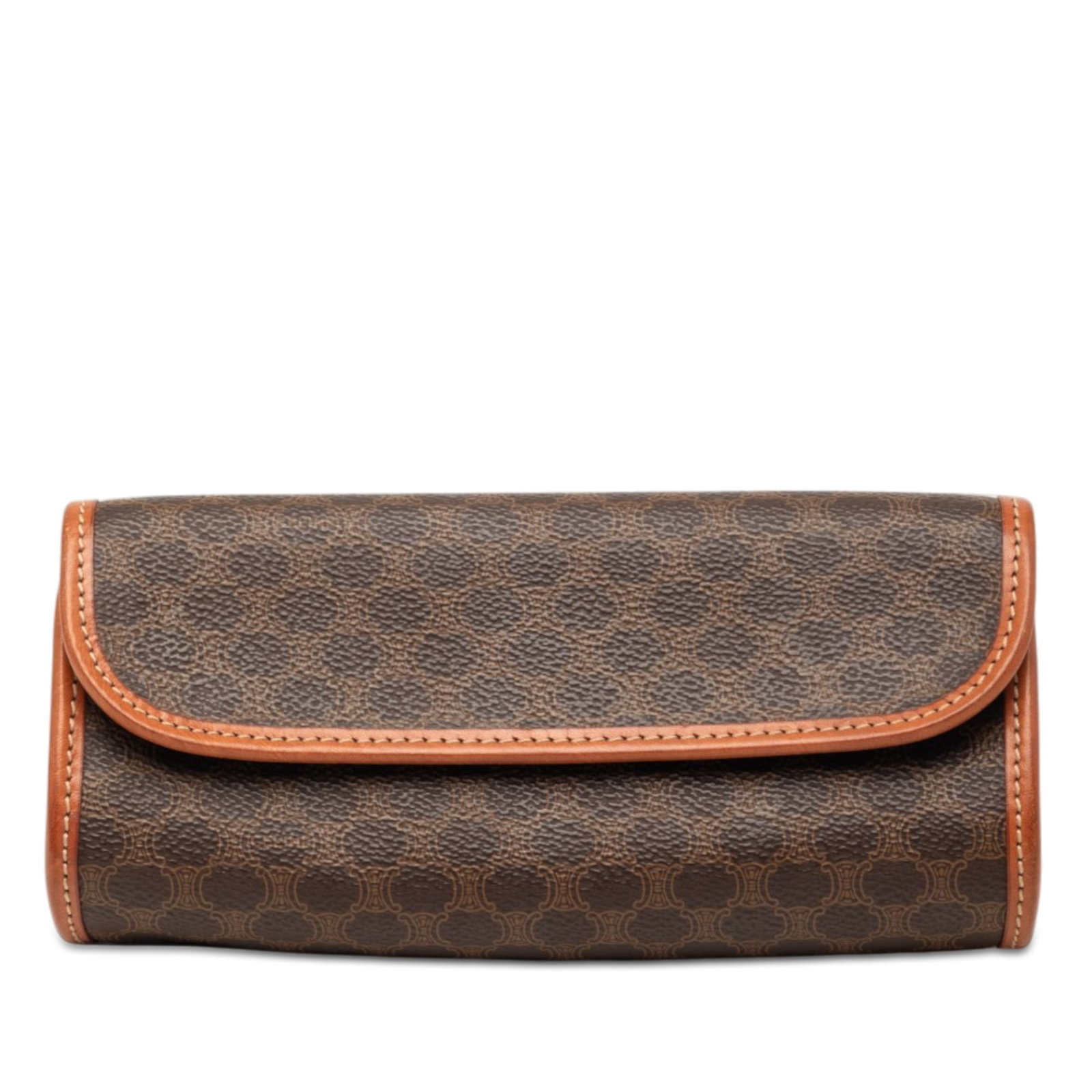 Celine Macadam Brown Coated Canvas Clutch Bag (1 of 7)