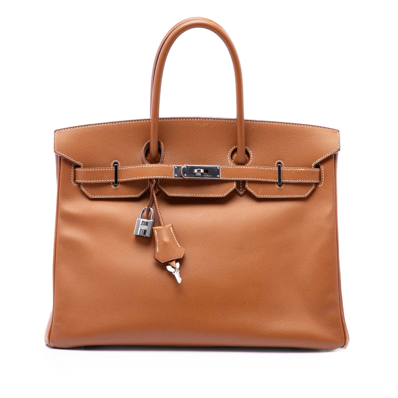 Hermes Birkin Retourne 35 Epsom Leather Handbag: Hermes Birkin Retourne 35 Epsom Leather Handbag Hermes Birkin Retourne 35 bag in Epsom leather, made in France. It features rolled leather handles, a front flap with turn-lock closure, and an interior