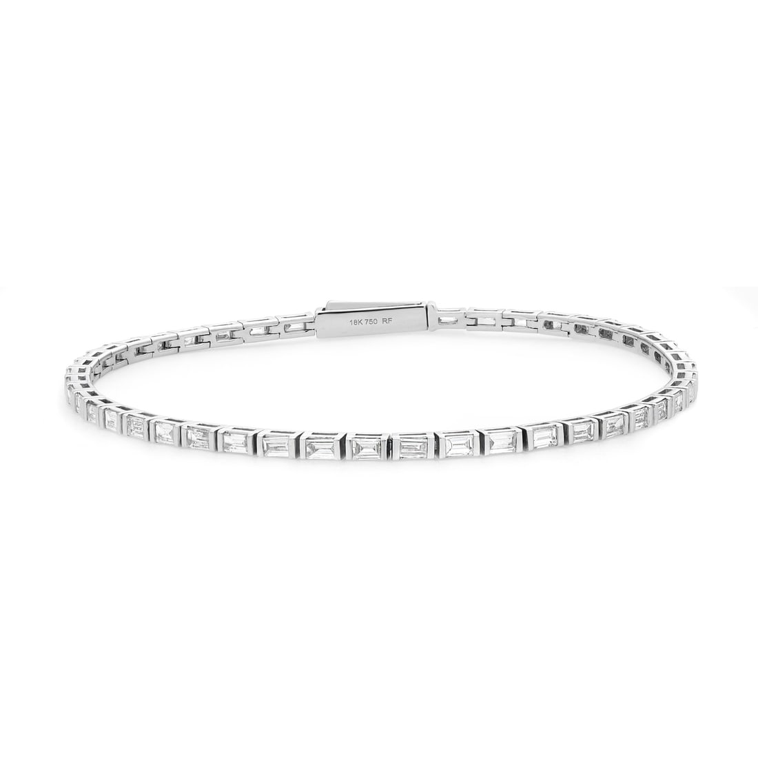 Rachel Koen 18K White Gold Tennis Bracelet 2.35Cttw Baguette Diamonds (1 of 4)