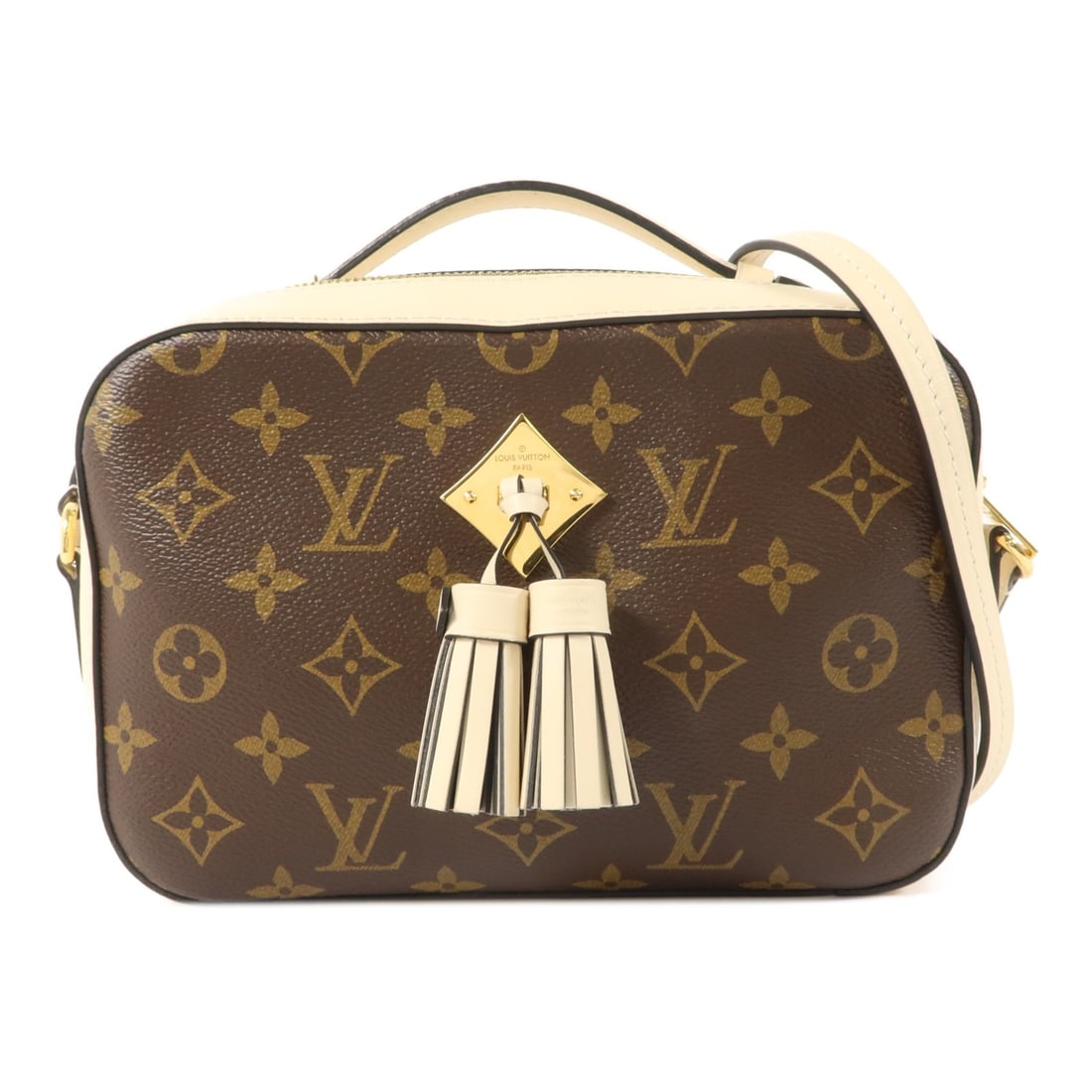 Louis Vuitton Saintonge 2 Way Bag Monogram Brown White M43555: Louis Vuitton Saintonge 2 Way Bag Monogram Brown White M43555 Louis Vuitton Saintonge 2 Way Shoulder Bag in Monogram and PVC coated canvas, presented in brown and white tones. It is a women's regular-