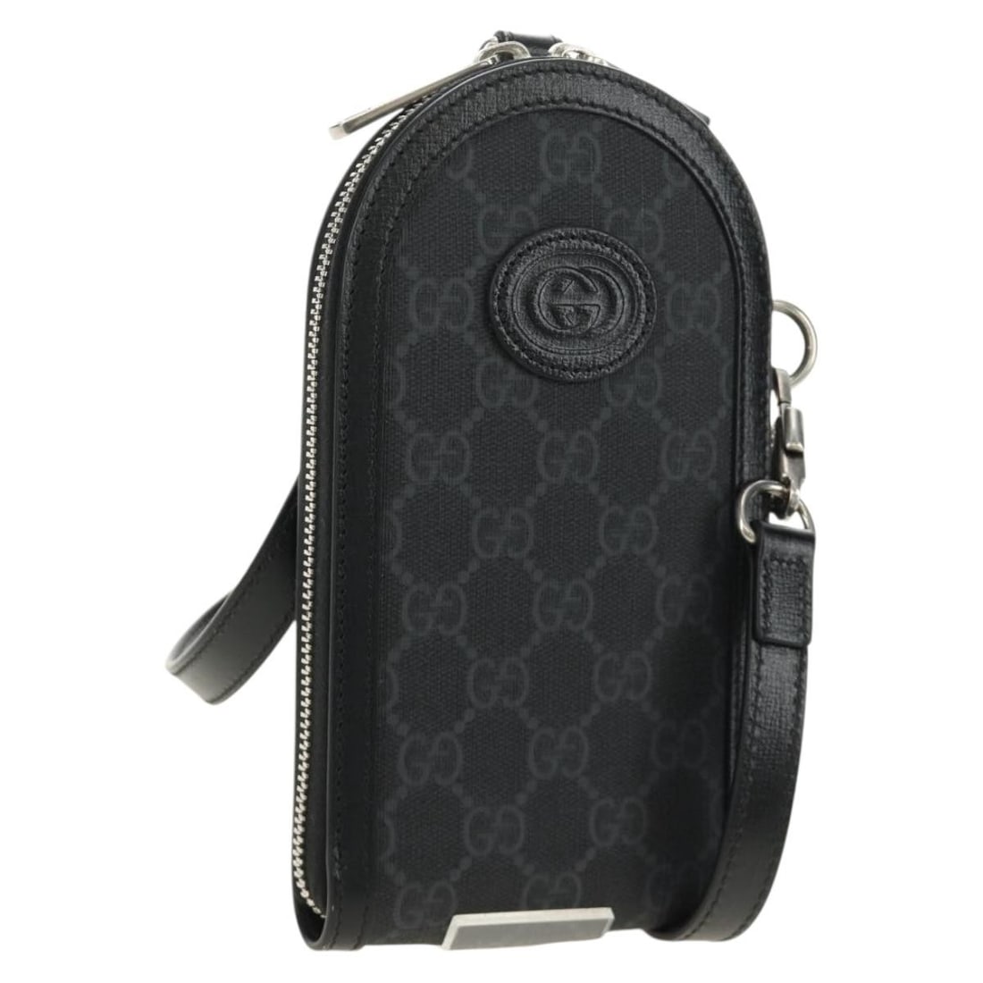 Gucci 724351 GG Supreme PVC Shoulder Bag Black Silver (1 of 18)