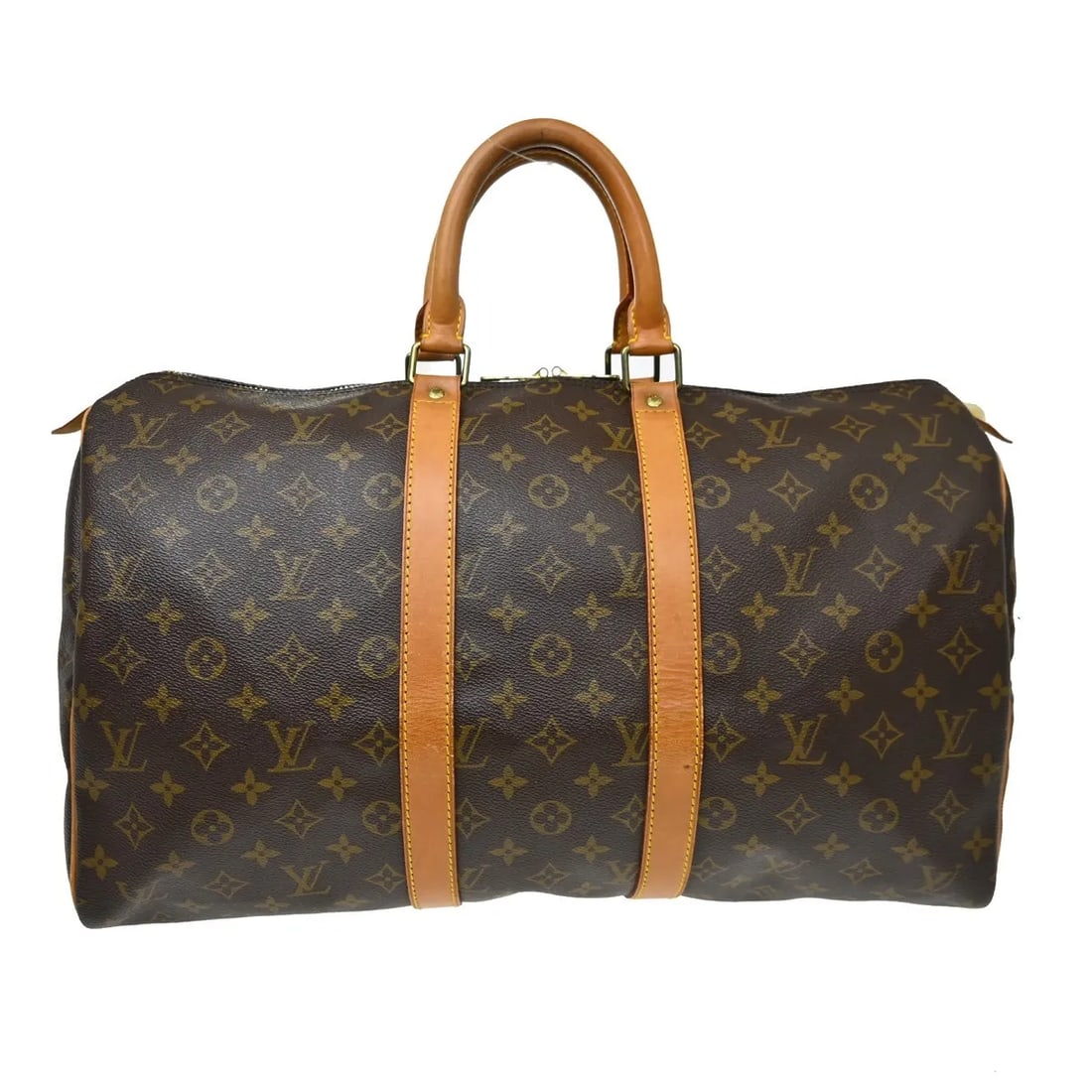 Louis Vuitton Keepall Monogram Canvas Travel Bag 45cm x 27cm x 20cm: Louis Vuitton Keepall Monogram Canvas Travel Bag 45cm x 27cm x 20cm This Louis Vuitton Keepall Bag features the iconic Monogram canvas in brown and is designed for unisex use. Crafted in France, the b