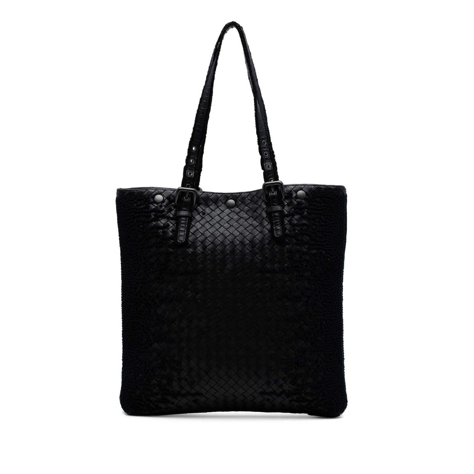 Black Leather Tote Bottega Veneta Nappa Intrecciato Shopper (1 of 6)