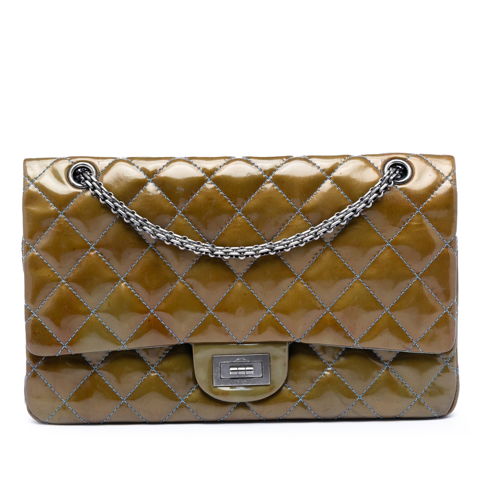 Chanel Reissue 2.55 227 Brown Quilted Patent Leather Double Flap Bag (1 of 7)