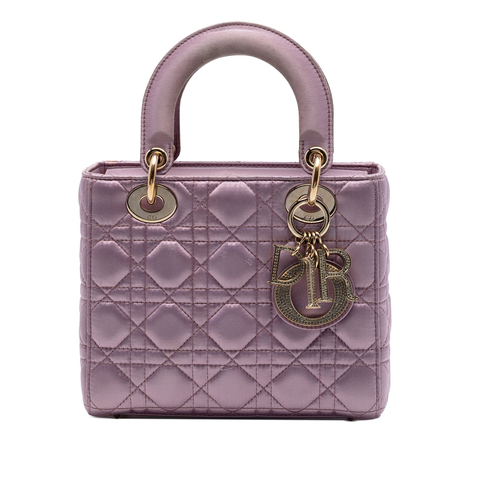 Dior Lady Dior Small Pink Satin Cannage Bag with Swarovski (1 of 6)