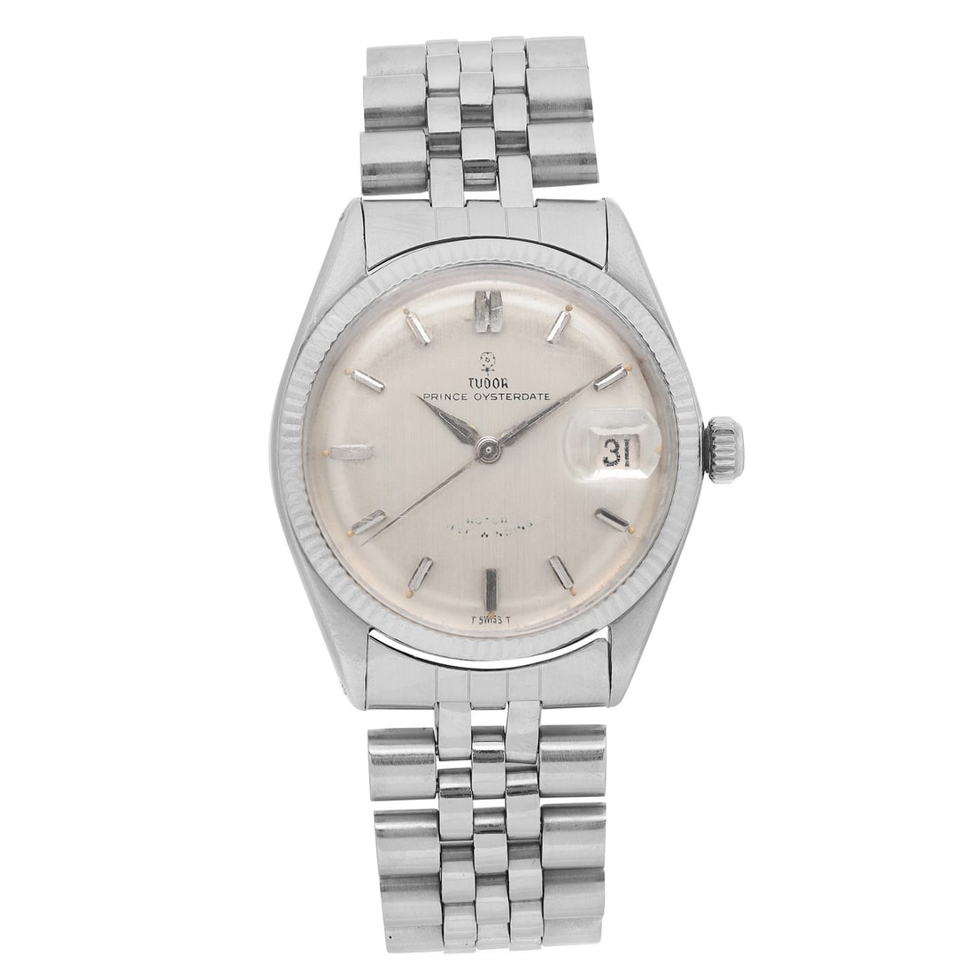 Tudor Prince Oysterdate 34mm Vintage Men's Watch 14k White Gold Bezel: Tudor Prince Oysterdate 34mm Vintage Men's Watch 14k White Gold Bezel Discover the elegance of the Tudor Prince Oysterdate, a classic vintage wristwatch crafted for men. This timepiece features a poli