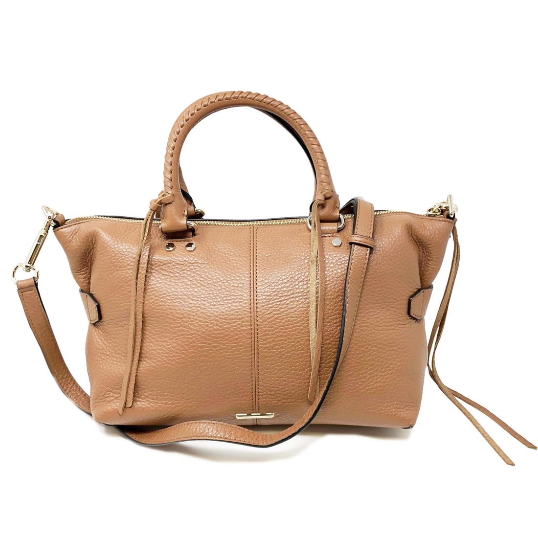 Rebecca Minkoff Moto pebble leather satchel almond brown (1 of 5)
