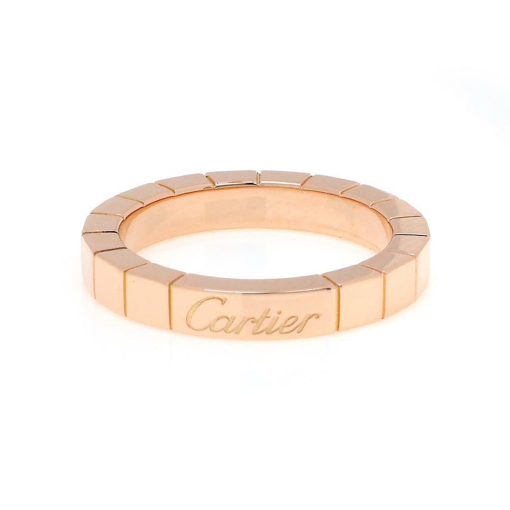 Cartier Lanieres 18k Rose Gold Size 48 Band Ring: Cartier Lanieres 18k Rose Gold Size 48 Band Ring This elegant ring from Cartier's Lanieres collection is crafted from 18k rose gold and features cube-shaped links encircling the entire band. The ring 