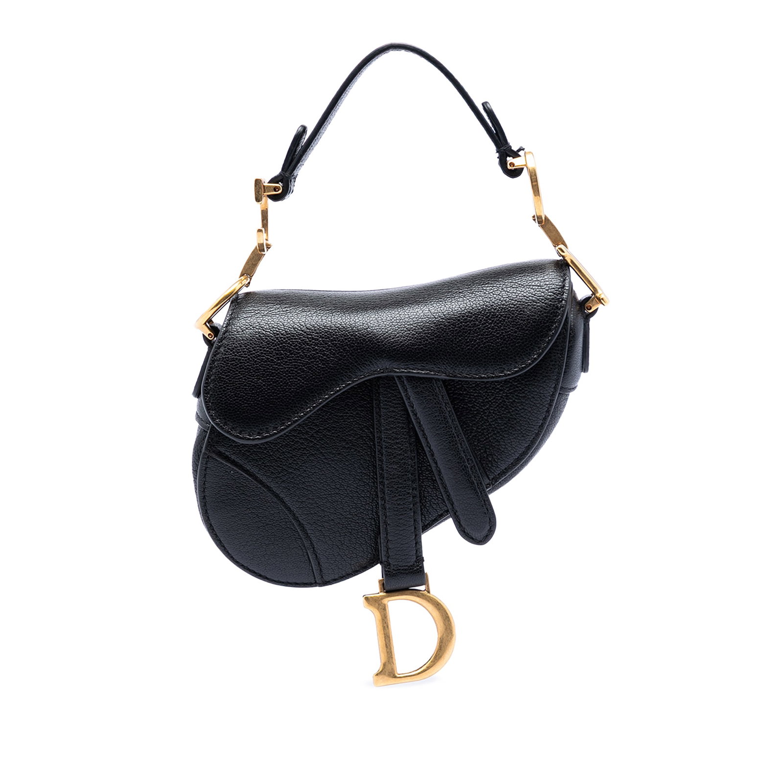 Black Leather Micro Saddle Bag by Dior (1 of 5)