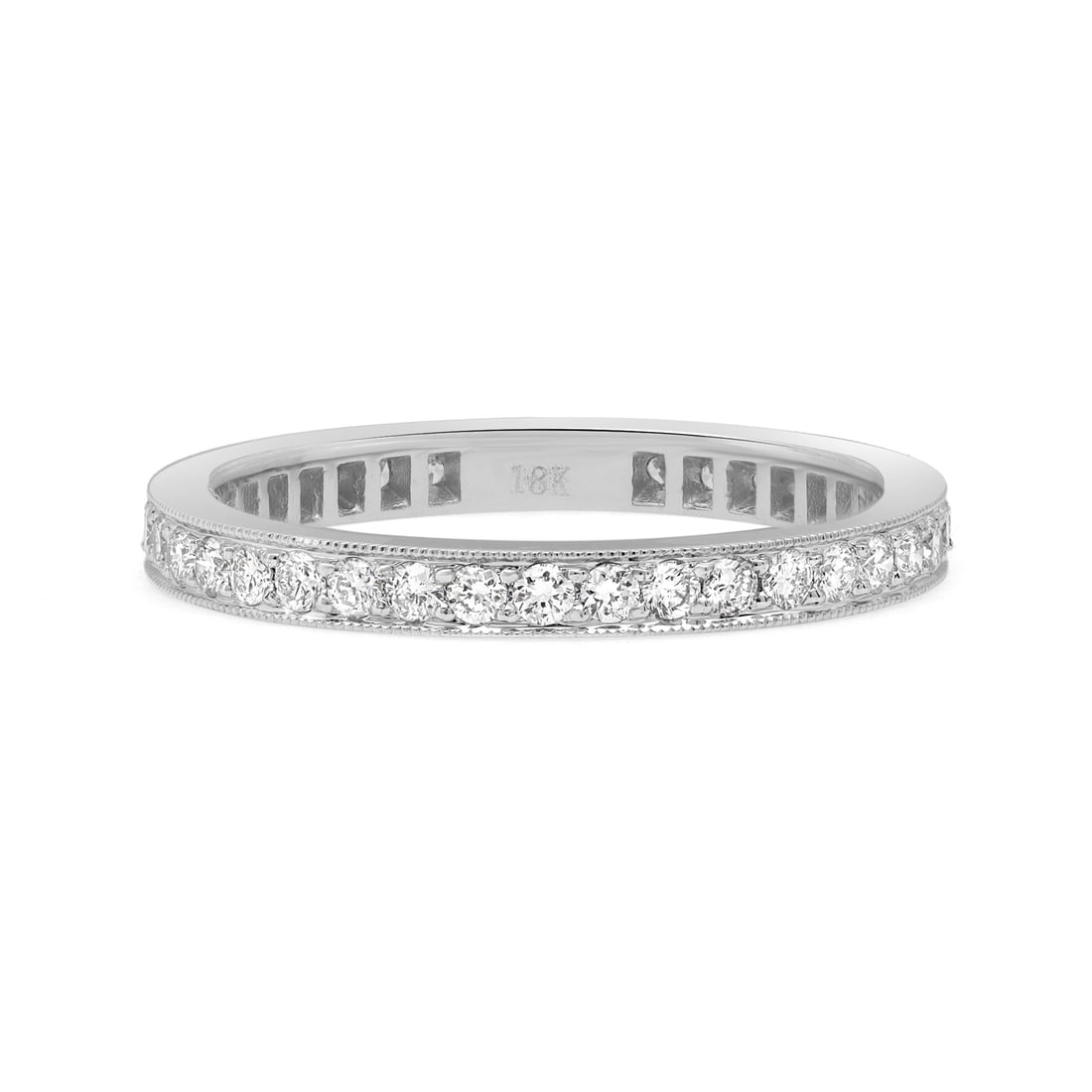 Rachel Koen 0.65ct Round Diamond Eternity Band Ring 18K White Gold Size 6.75: Rachel Koen 0.65ct Round Diamond Eternity Band Ring 18K White Gold Size 6.75 This exquisite Rachel Koen eternity band ring showcases a classic design crafted in fine 18K white gold. The ring features 