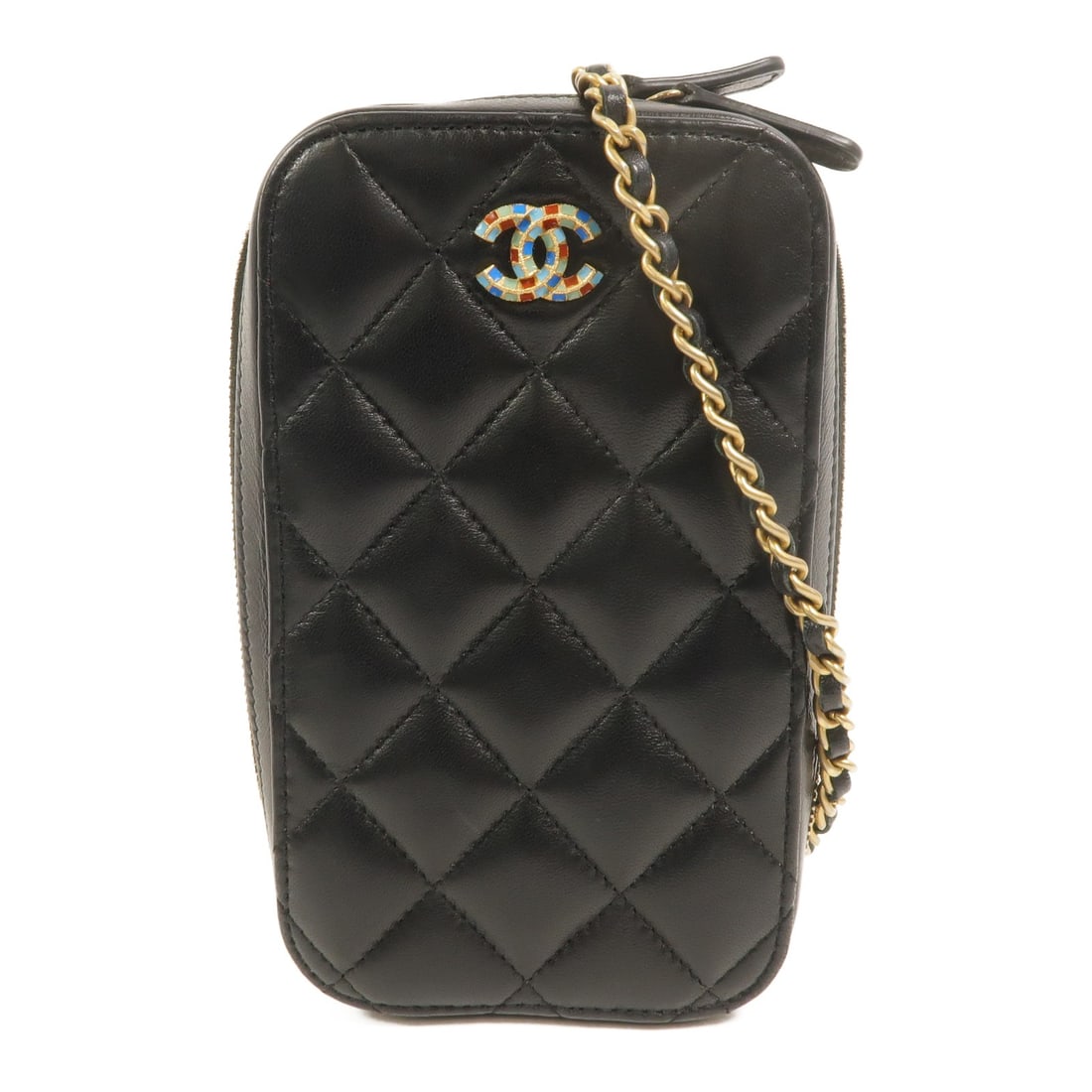 Chanel AP0530 CC Lambskin Phone Shoulder Bag Black (1 of 16)