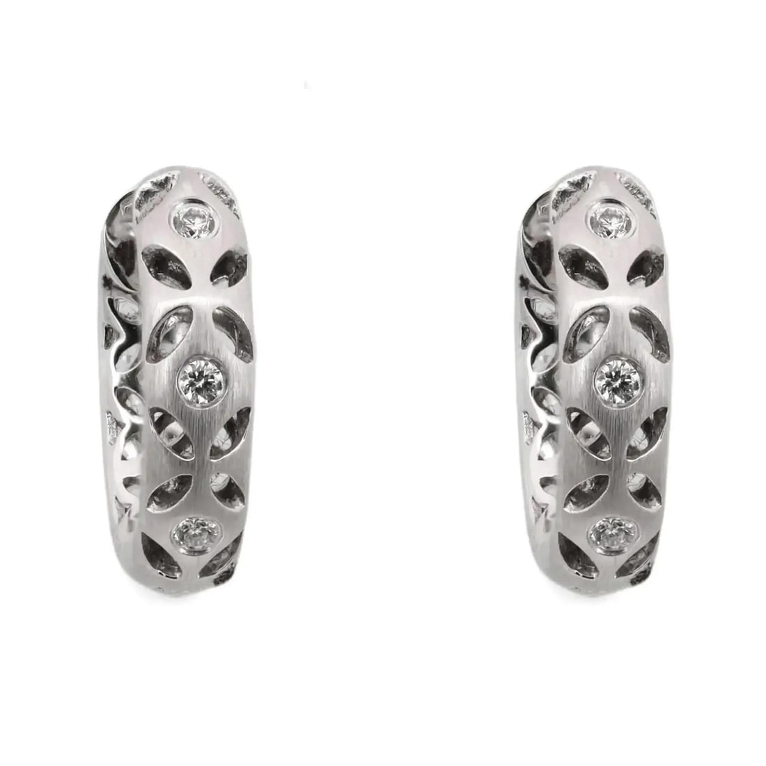 Piero Milano 18k White Gold Mini Huggie Earrings with Diamonds (1 of 4)