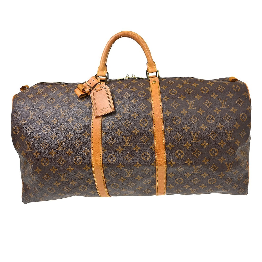 Louis Vuitton Keepall 60 Monogram Canvas Travel Bag M41422: Louis Vuitton Keepall 60 Monogram Canvas Travel Bag M41422 Louis Vuitton Keepall 60 travel handbag in Monogram canvas and leather, made in France. The bag is brown and comes with a handle holder and n