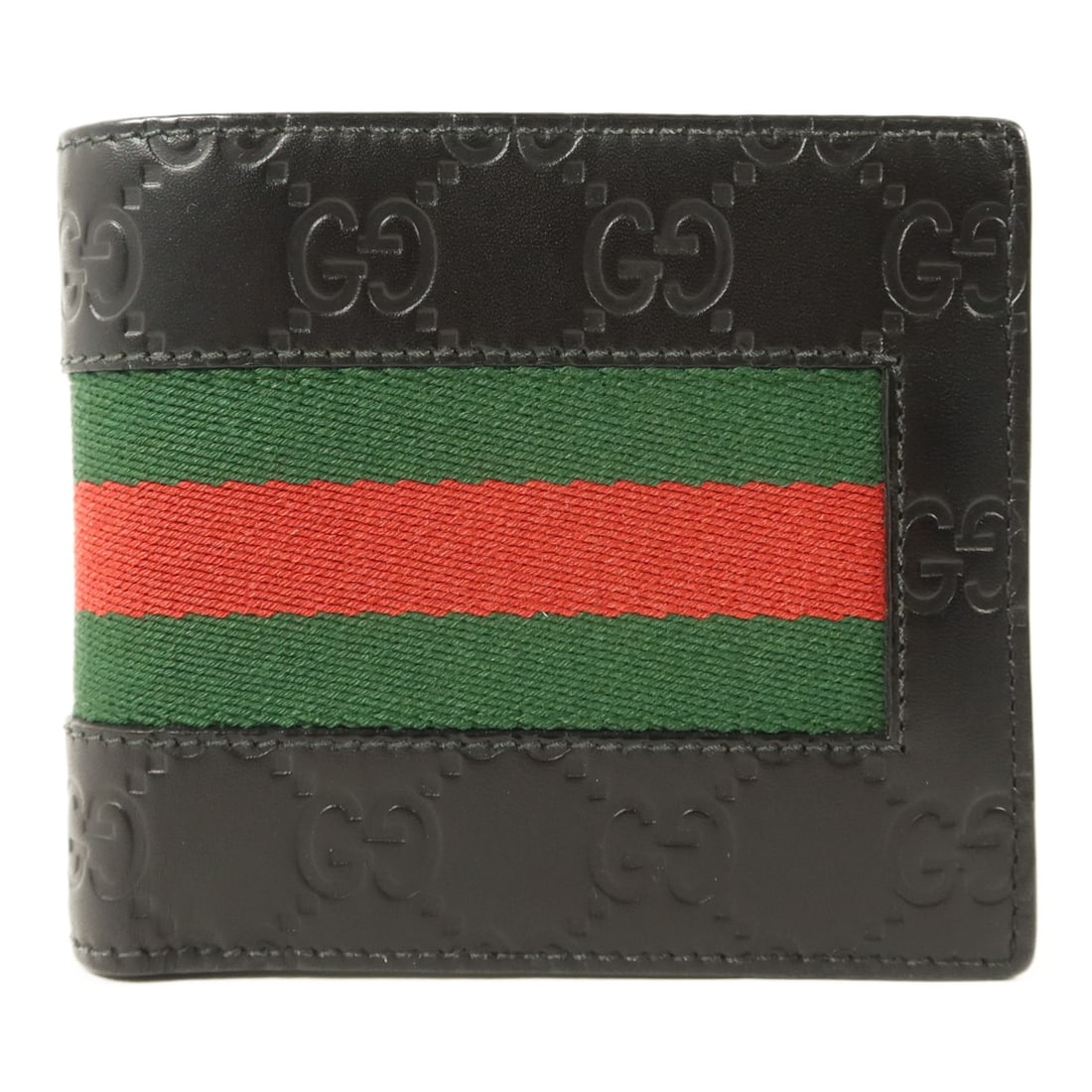 Gucci 408826 GG Signature Bifold Wallet Black Calfskin Leather: Gucci 408826 GG Signature Bifold Wallet Black Calfskin Leather This GUCCI bi-fold wallet is crafted from black calfskin (cowhide) leather and features the GG SHW Signature design. It is a mens regular