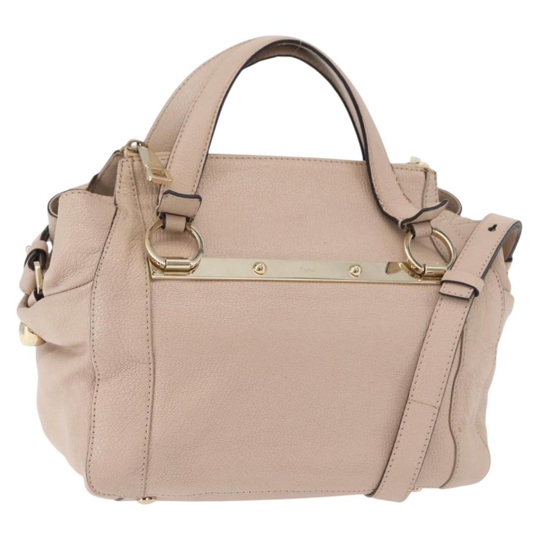Chloe beige gold leather handbag with shoulder strap: Chloe beige gold leather handbag with shoulder strap This Chloe handbag is crafted from beige and gold leather, offering both style and versatility with its two-way carrying options. Designed for wome