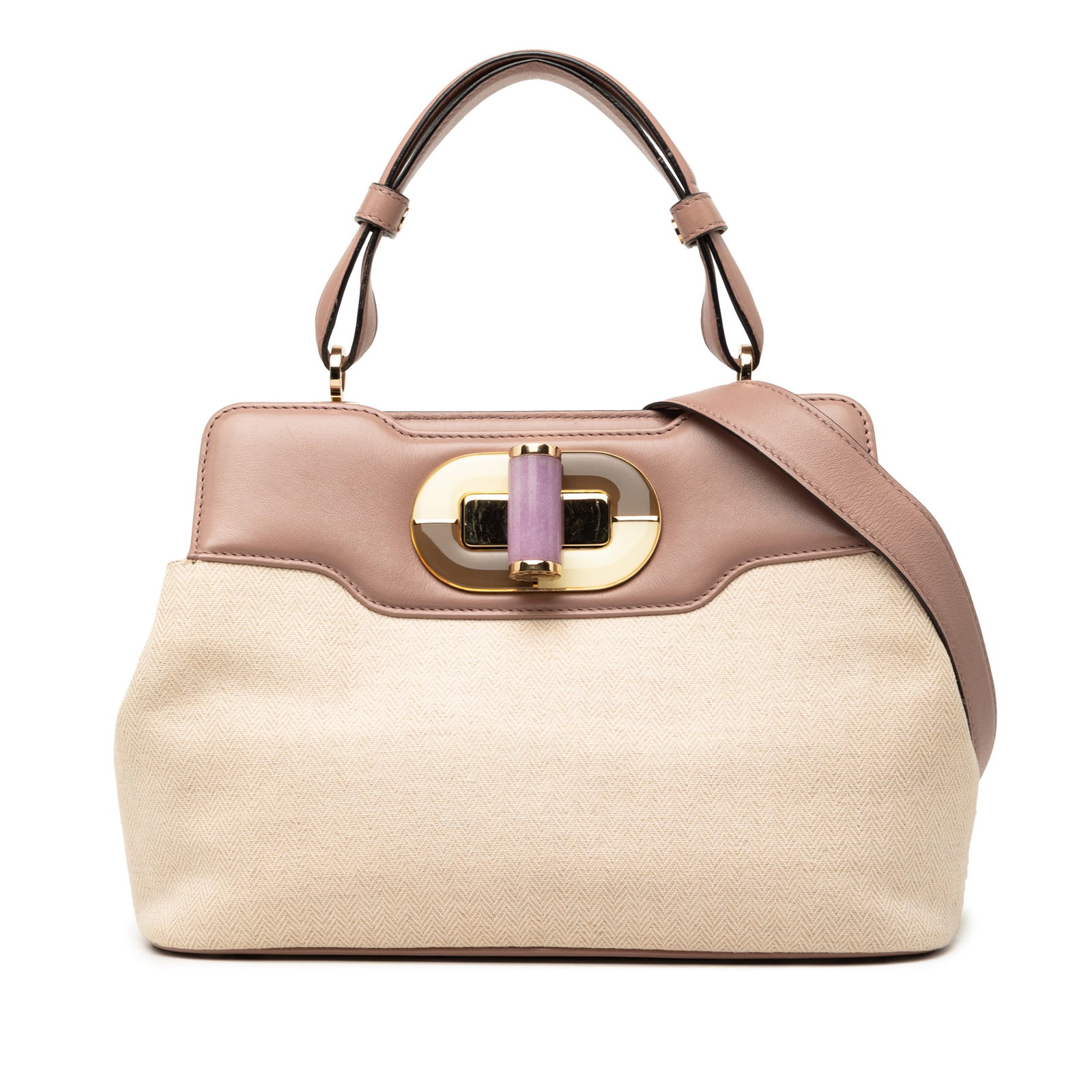 Bvlgari Isabella Rossellini Canvas Satchel with Leather Trim (1 of 8)