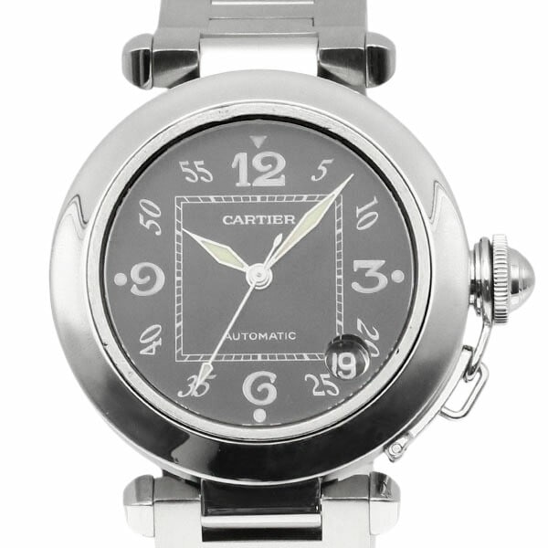 Cartier Pasha C W31043M7 automatic wristwatch black dial stainless steel 35mm (1 of 10)
