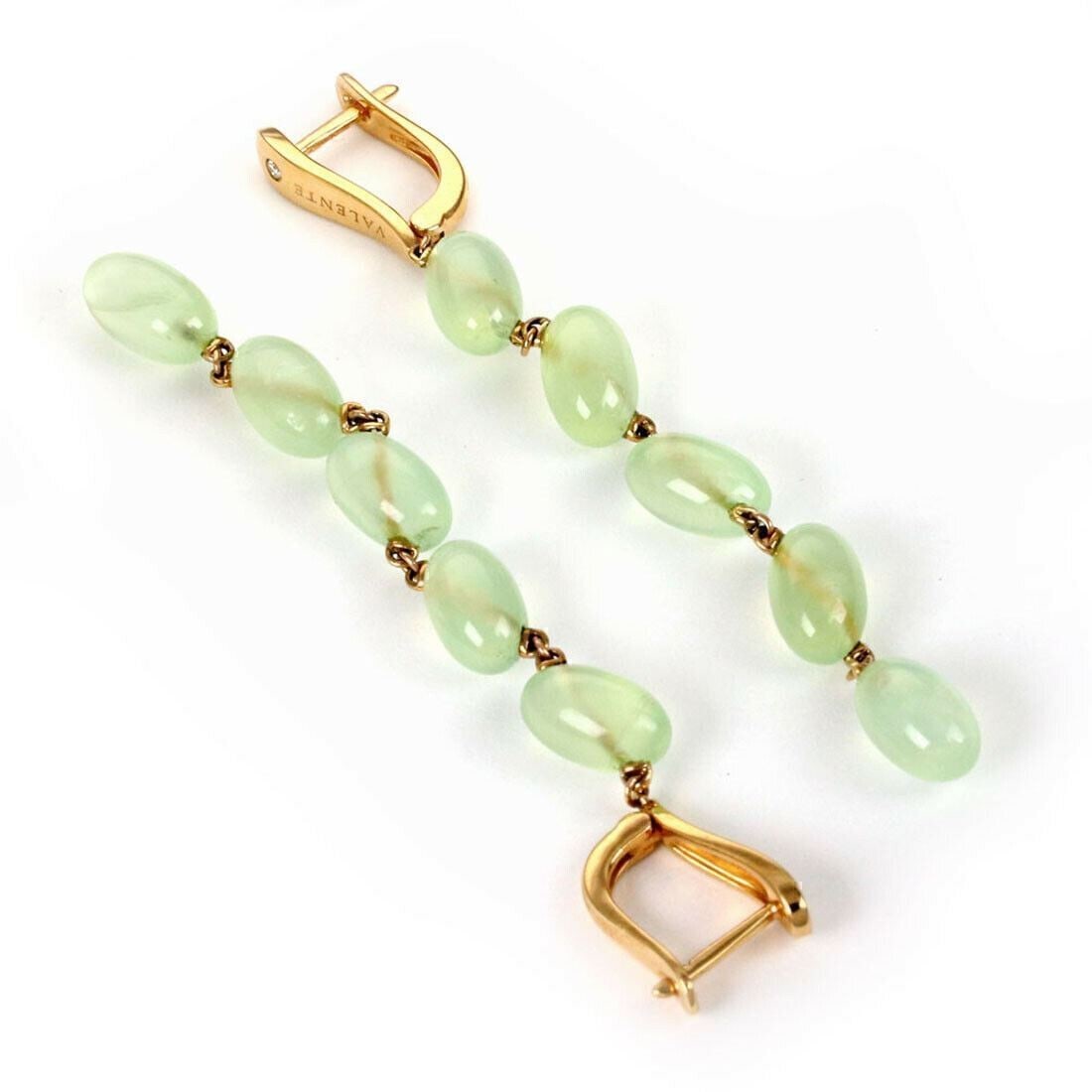 Valente Peridot Diamond Dangle Earrings in 18k Pink Gold: Valente Peridot Diamond Dangle Earrings in 18k Pink Gold Elegant dangle earrings crafted in 18k pink gold, featuring peridot gemstones accented with natural diamonds. The elongated drop silhouette off