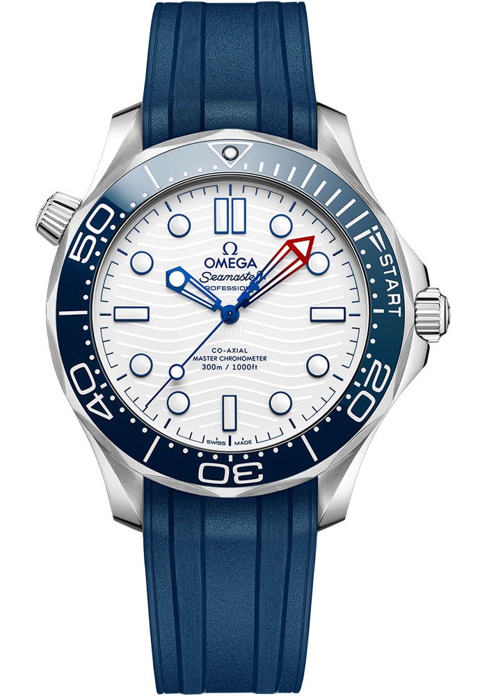 Seamaster Diver 300M White Dial Rubber Omega Ref 210.32.42.20.04.002 with Card: Seamaster Diver 300M White Dial Rubber Omega Ref 210.32.42.20.04.002 with Card This Omega Seamaster Diver 300M features a white dial and a rotating bezel, paired with a durable rubber strap for comfor