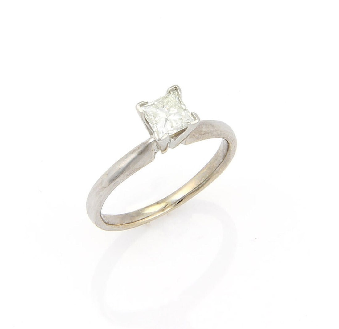 14k White Gold Princess Cut Diamond Ring EGL 0.55ct F SI2 Size 5.5 (1 of 6)