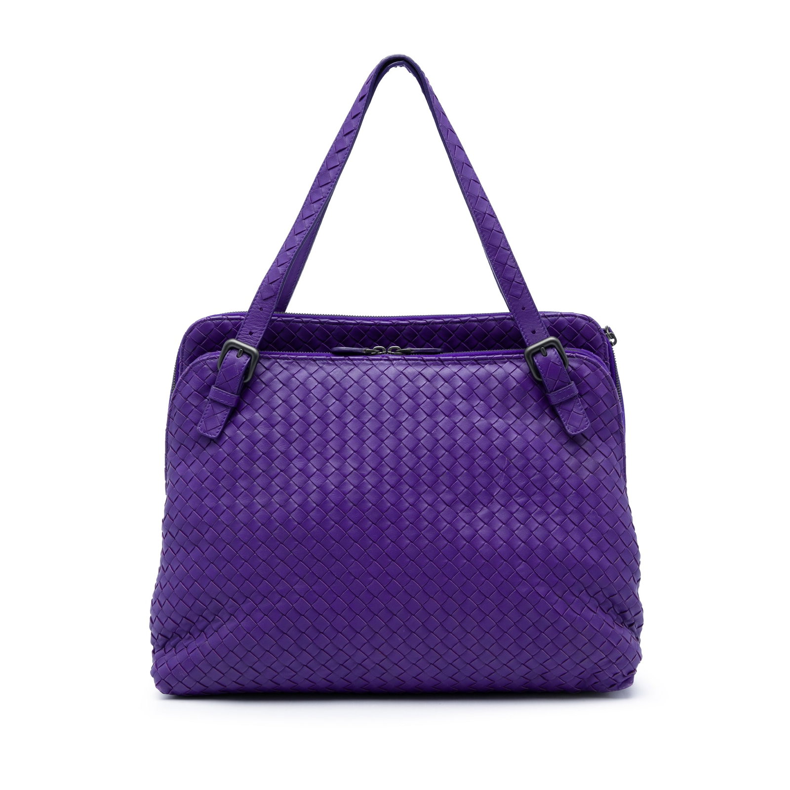 Purple Leather Tote Bottega Veneta Nappa Intrecciato Double Zip (1 of 5)