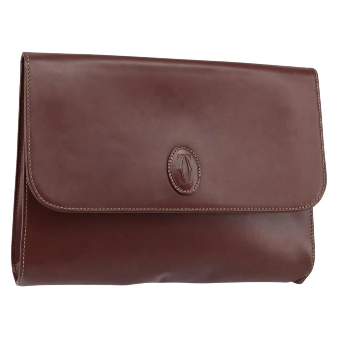 Burgundy Leather Clutch for Women by Cartier Must de Cartier: Burgundy Leather Clutch for Women by Cartier Must de Cartier This Cartier Must de Cartier clutch bag for women features burgundy leather and a classic design. It was made in Italy and exhibits signs o
