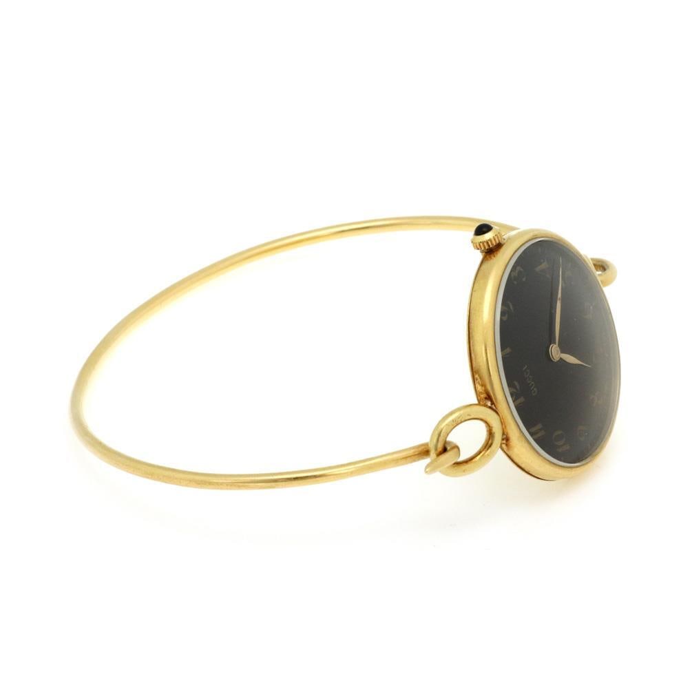 Gucci Vintage 18k Yellow Gold Hand Wound Ladies Watch with Wire Hook Band - 2