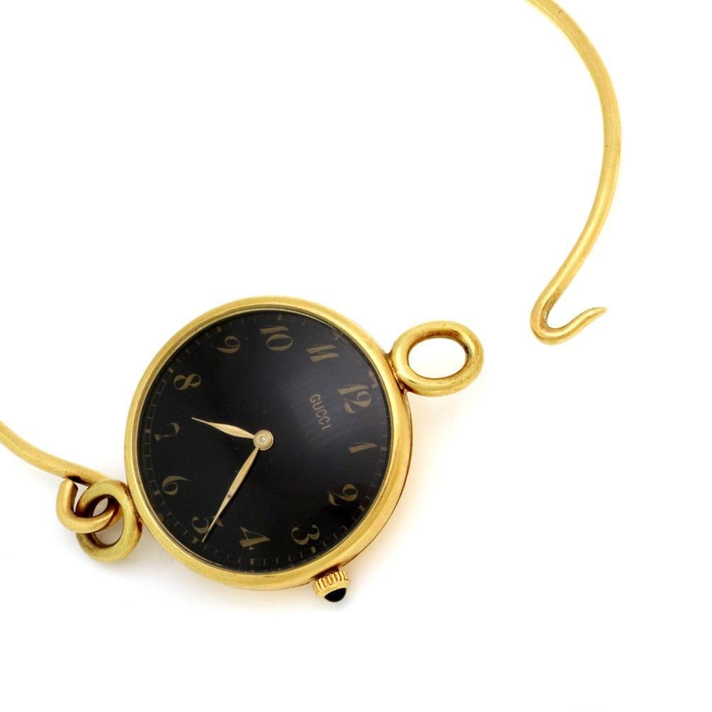 Gucci Vintage 18k Yellow Gold Hand Wound Ladies Watch with Wire Hook Band - 4