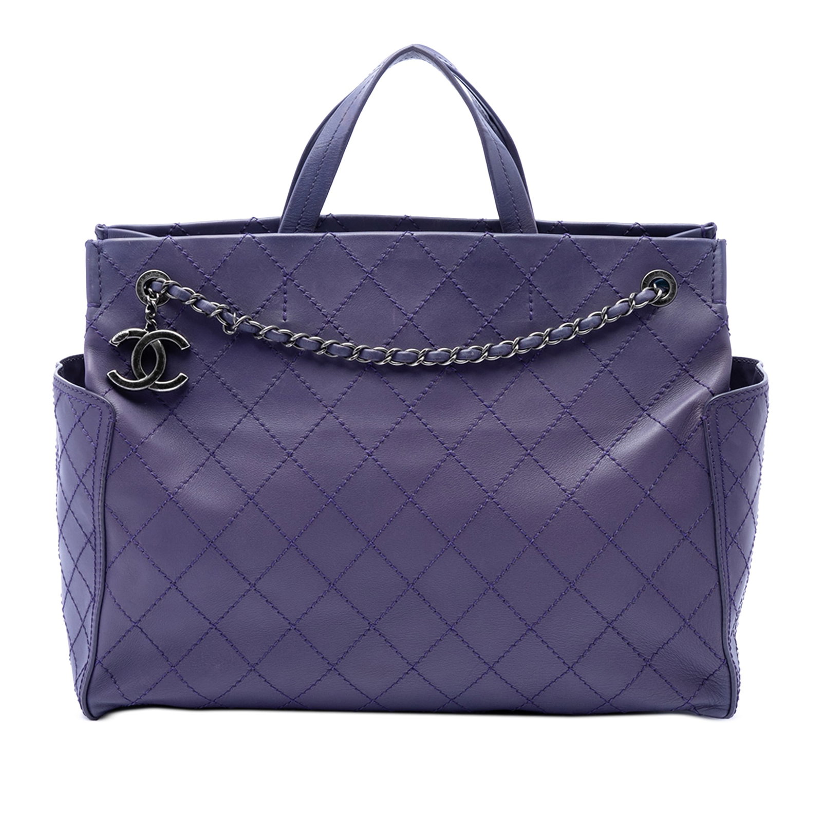Chanel Large CC Pocket Tote in Purple Quilted Calfskin (1 of 6)