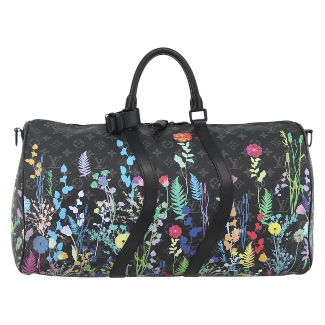 Louis Vuitton Limited Edition Keepall Bandouliere Canvas Bag Monogram Eclipse Foliage: Louis Vuitton Limited Edition Keepall Bandouliere Canvas Bag Monogram Eclipse Foliage This Louis Vuitton Keepall Bandouliere Bag is a limited edition featuring the Foliage Monogram Eclipse design. Cra